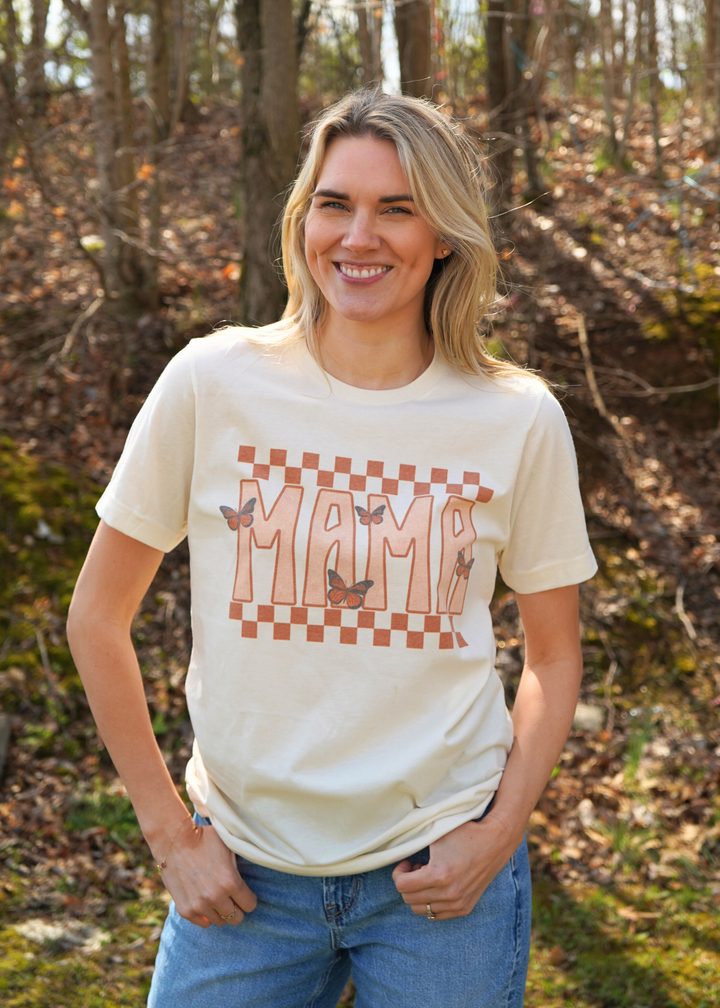 MAMA RETRO BUTTERFLIES MOM TEE