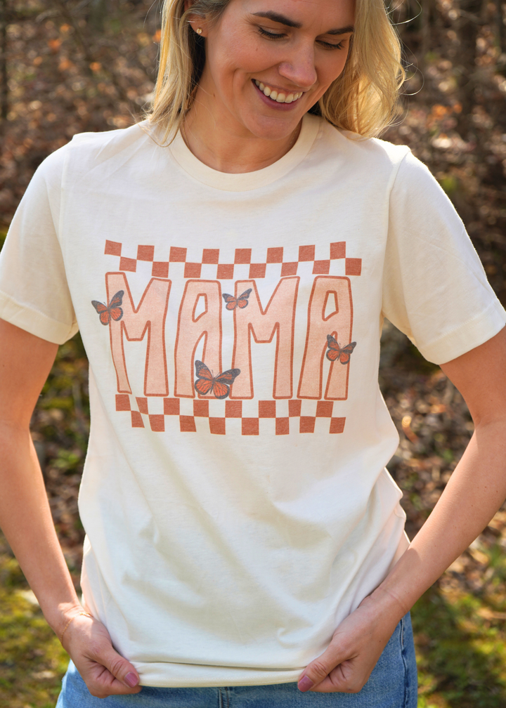 MAMA RETRO BUTTERFLIES MOM TEE