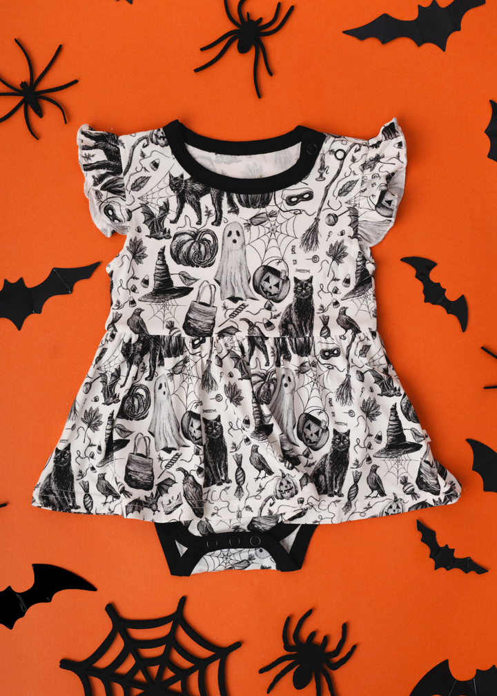 Bats & Cats Bamboo Flutter Dress