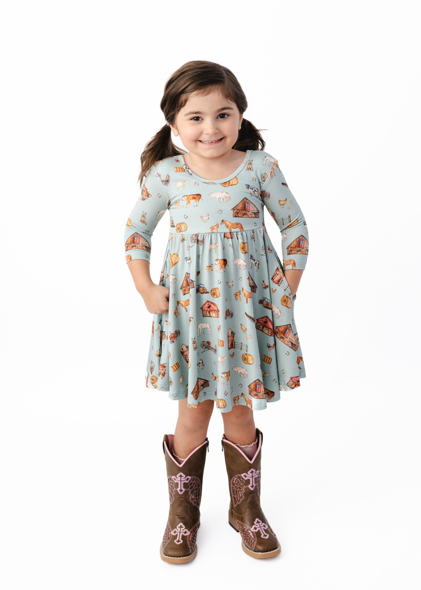The Farm Long Sleeve Twirl Dress