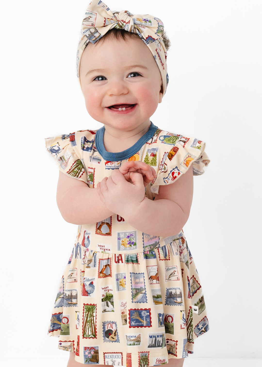 Postage Stamps Bamboo Baby Flutter Dress