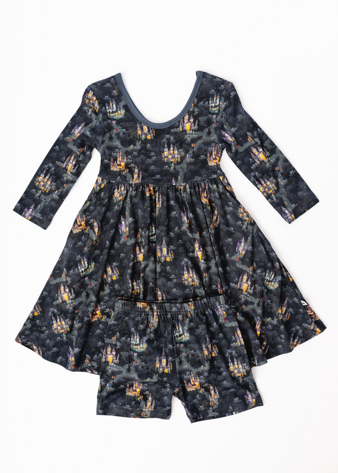 Creepy Castles Long Sleeve Twirl Dress