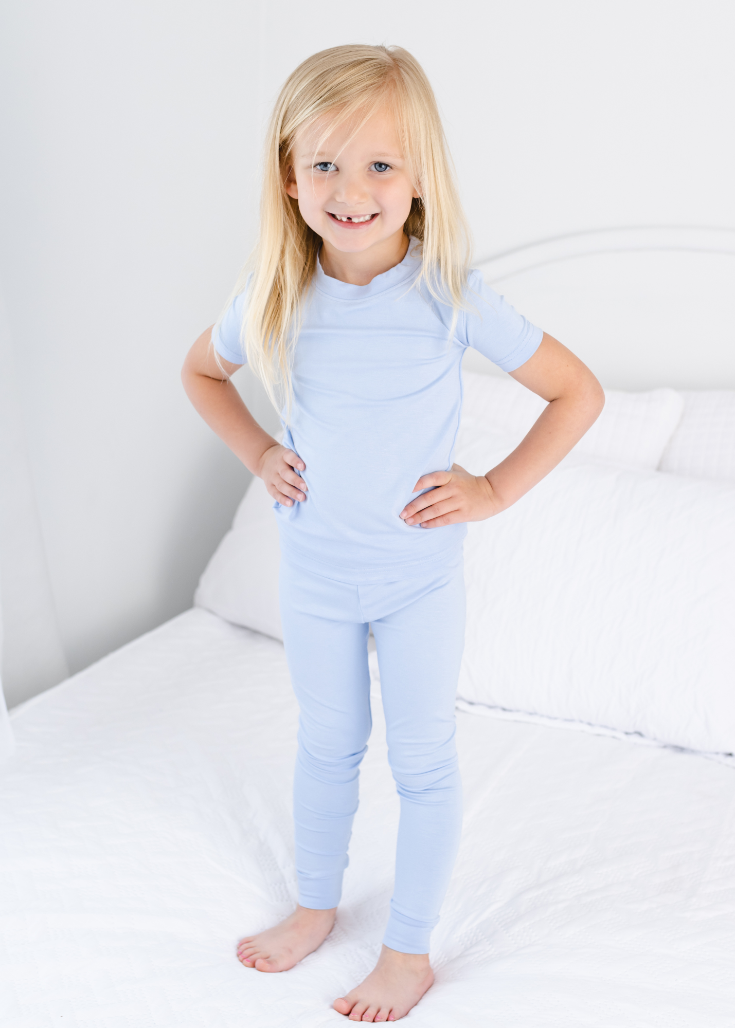 Simple Solid Short Sleeve Jammies in Periwinkle