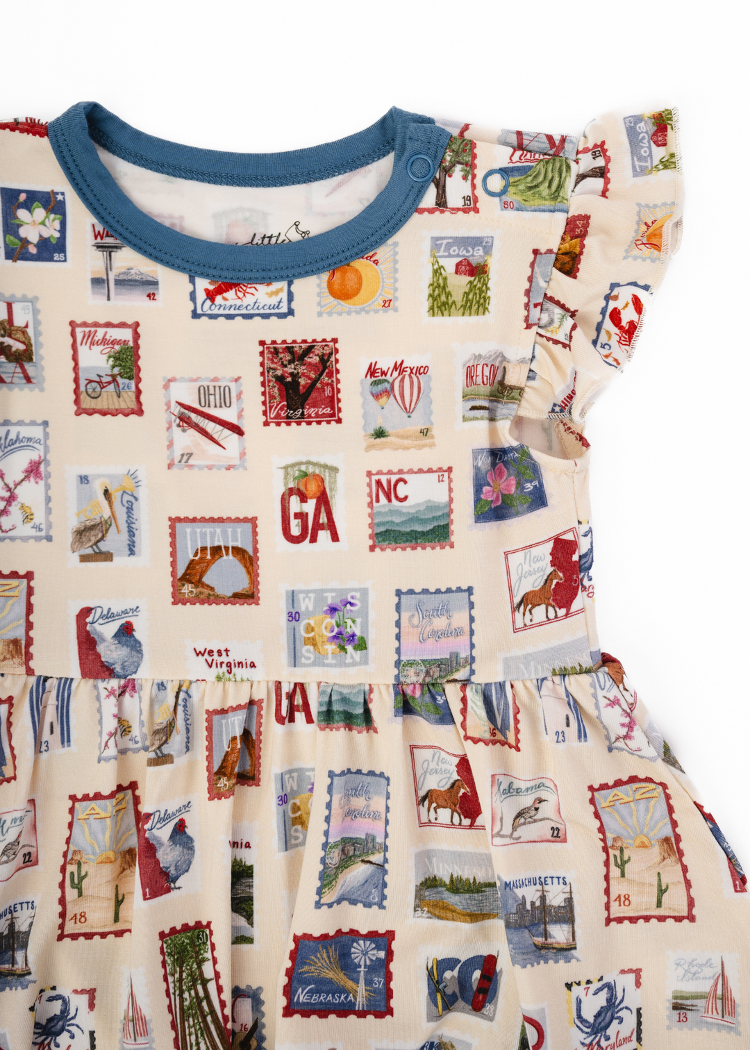 Postage Stamps Bamboo Baby Flutter Dress