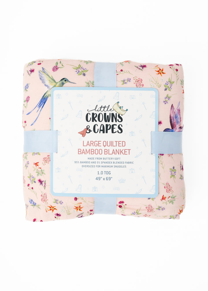Hummingbirds Large Quilted Bamboo Blanket