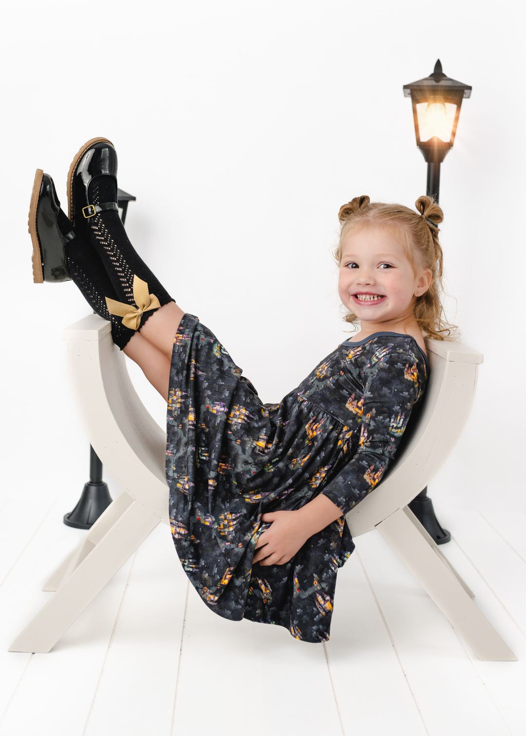 Creepy Castles Long Sleeve Twirl Dress