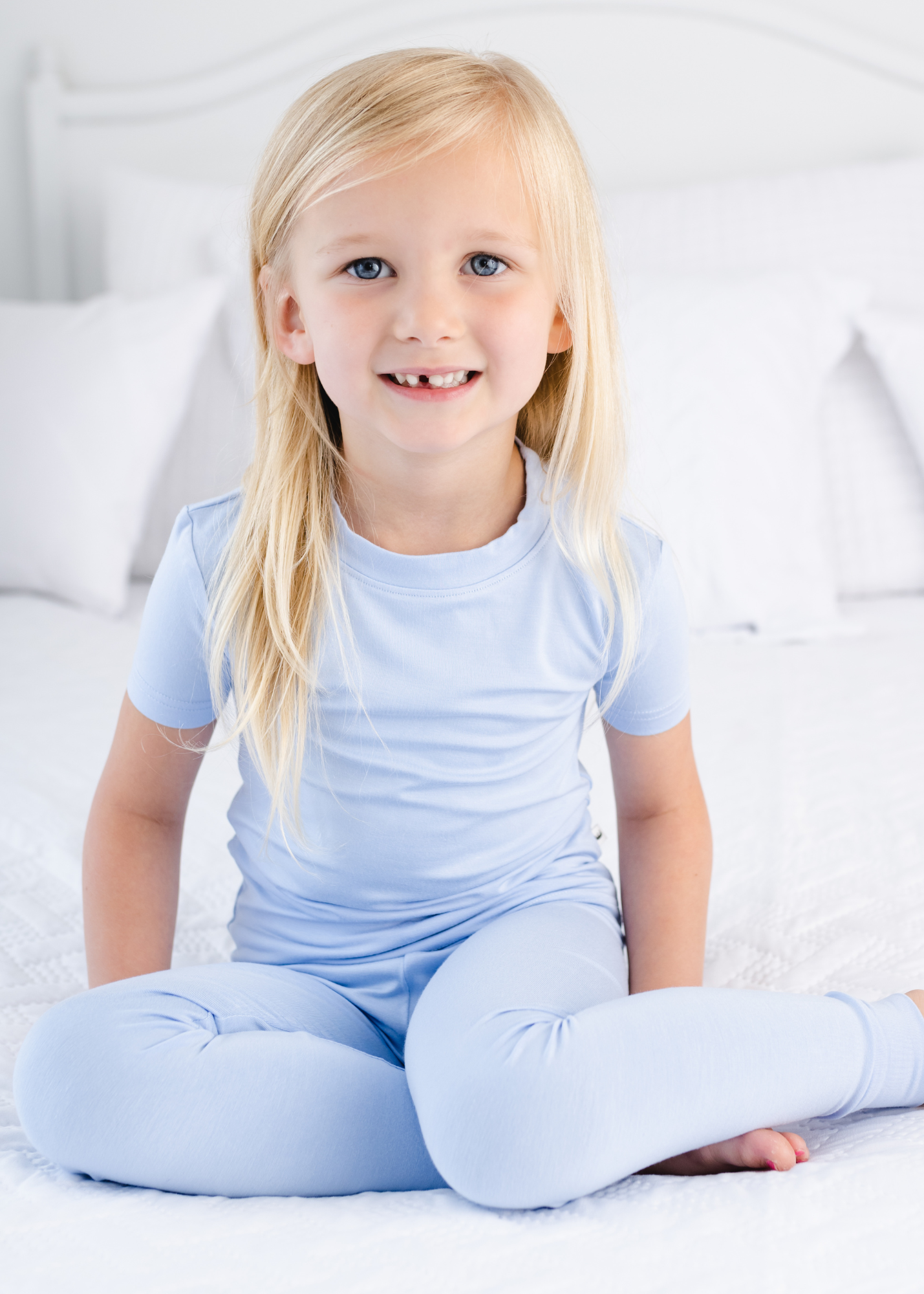Simple Solid Short Sleeve Jammies in Periwinkle