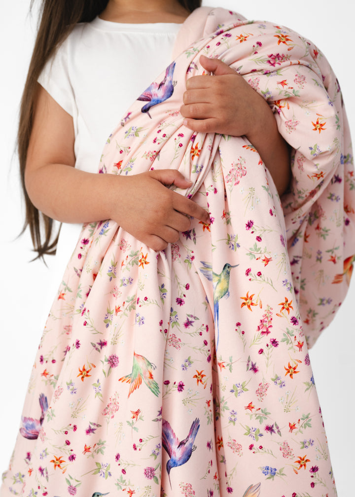 Hummingbirds Large Quilted Bamboo Blanket