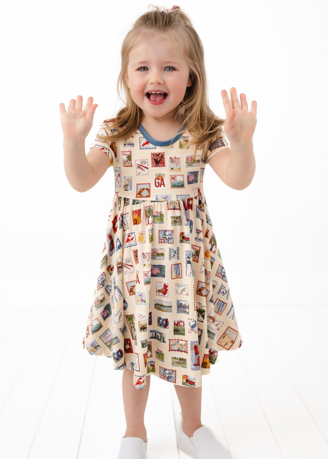Postage Stamps Bamboo Twirl Dress