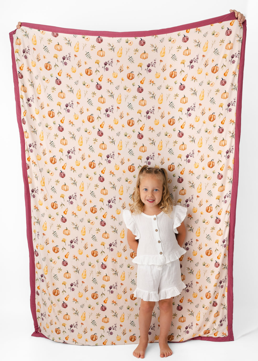 Pretty Pumpkins Large Quilted Bamboo Blanket