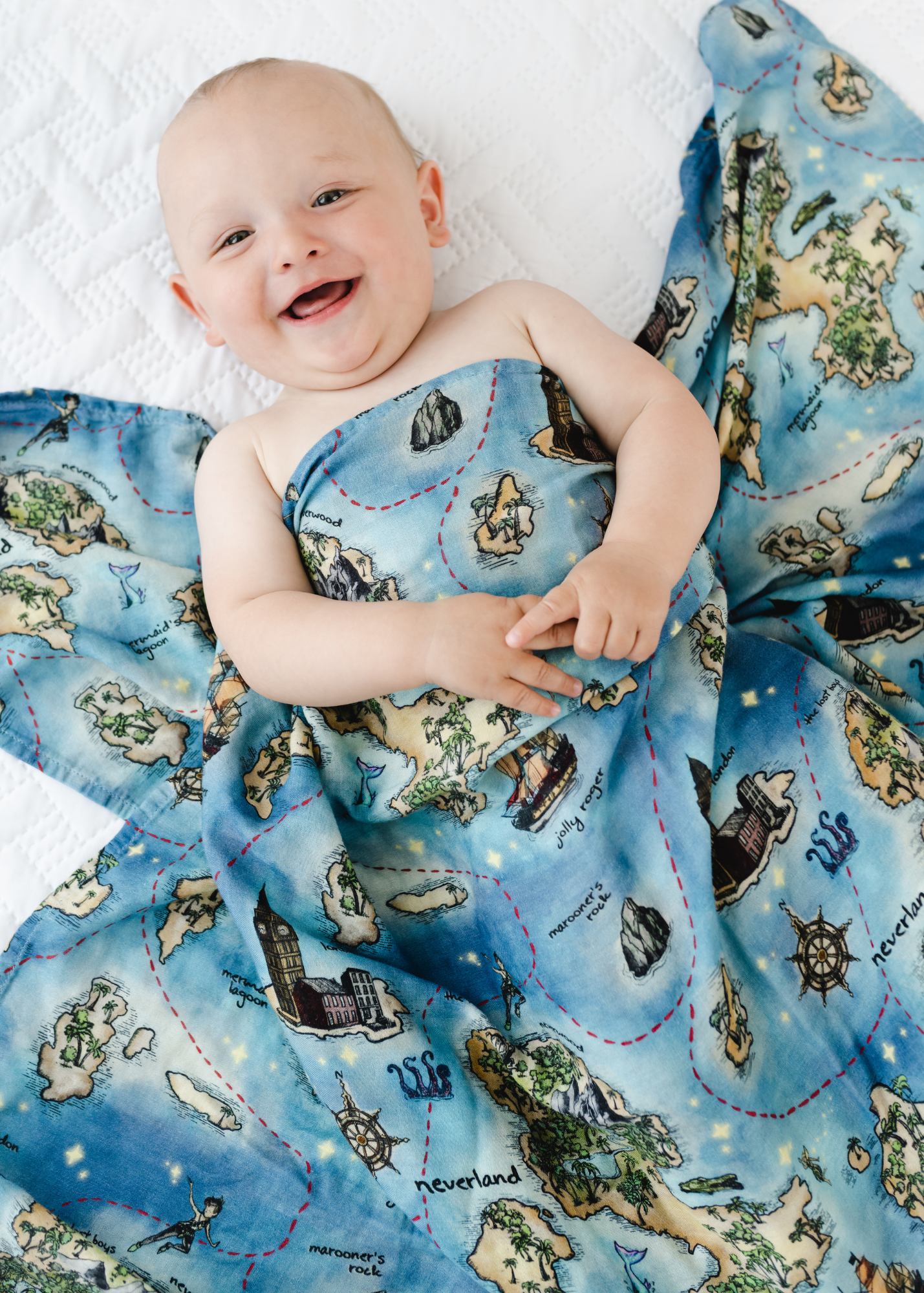 Neverland Map Swaddle Blanket Little Crowns Capes
