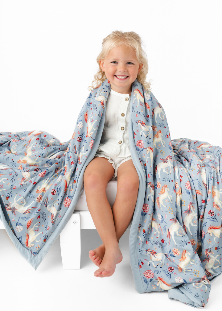 Unicorns Large Quilted Bamboo Blanket