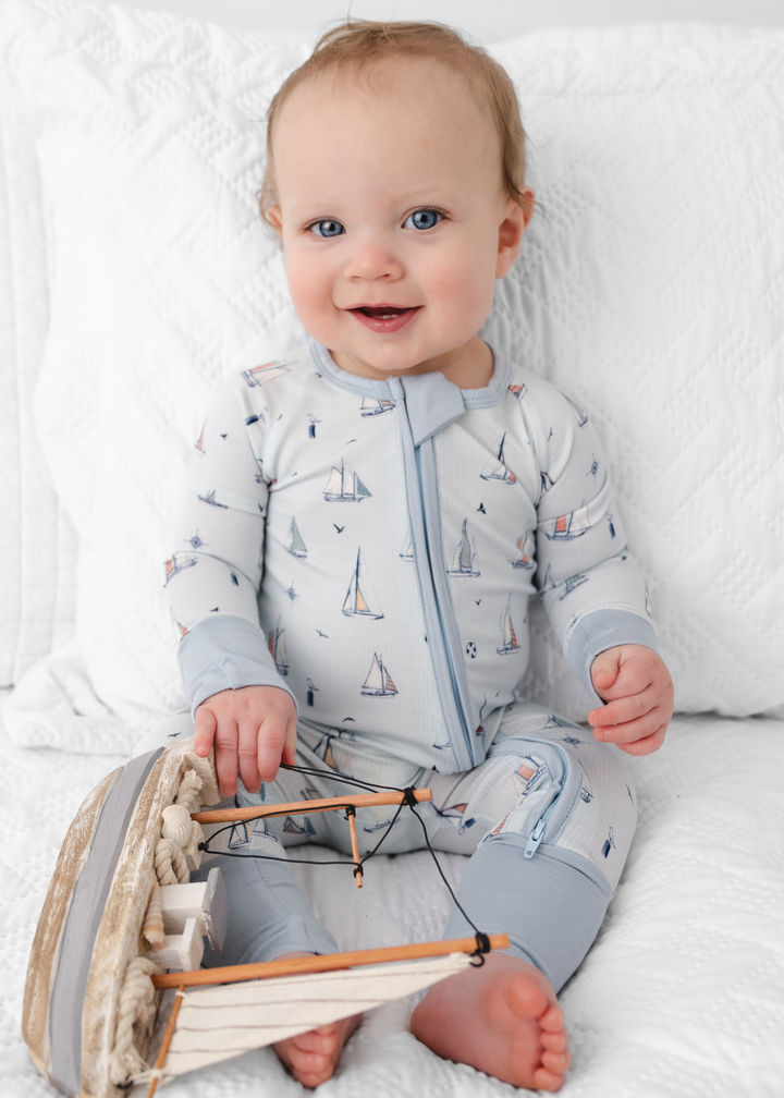 Sailboats Bamboo Zippered Sleeper