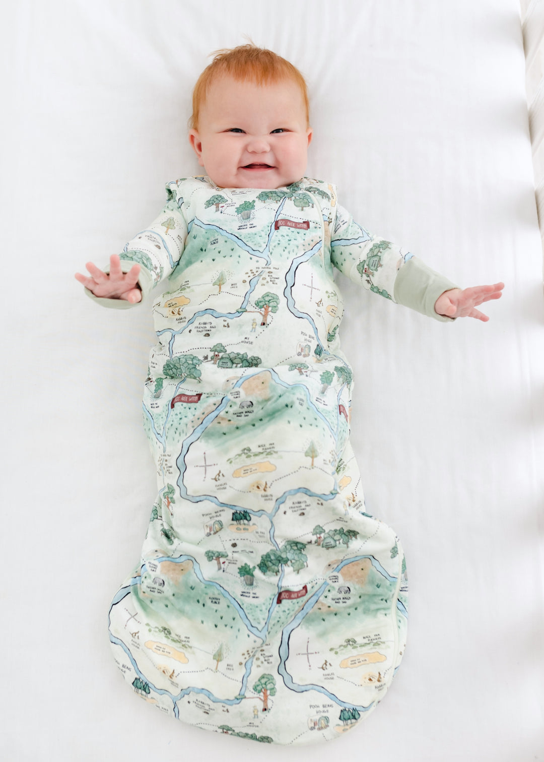 Hundred Acre Woods  sleep sack. Winnie the Pooh map themed sleep sack.