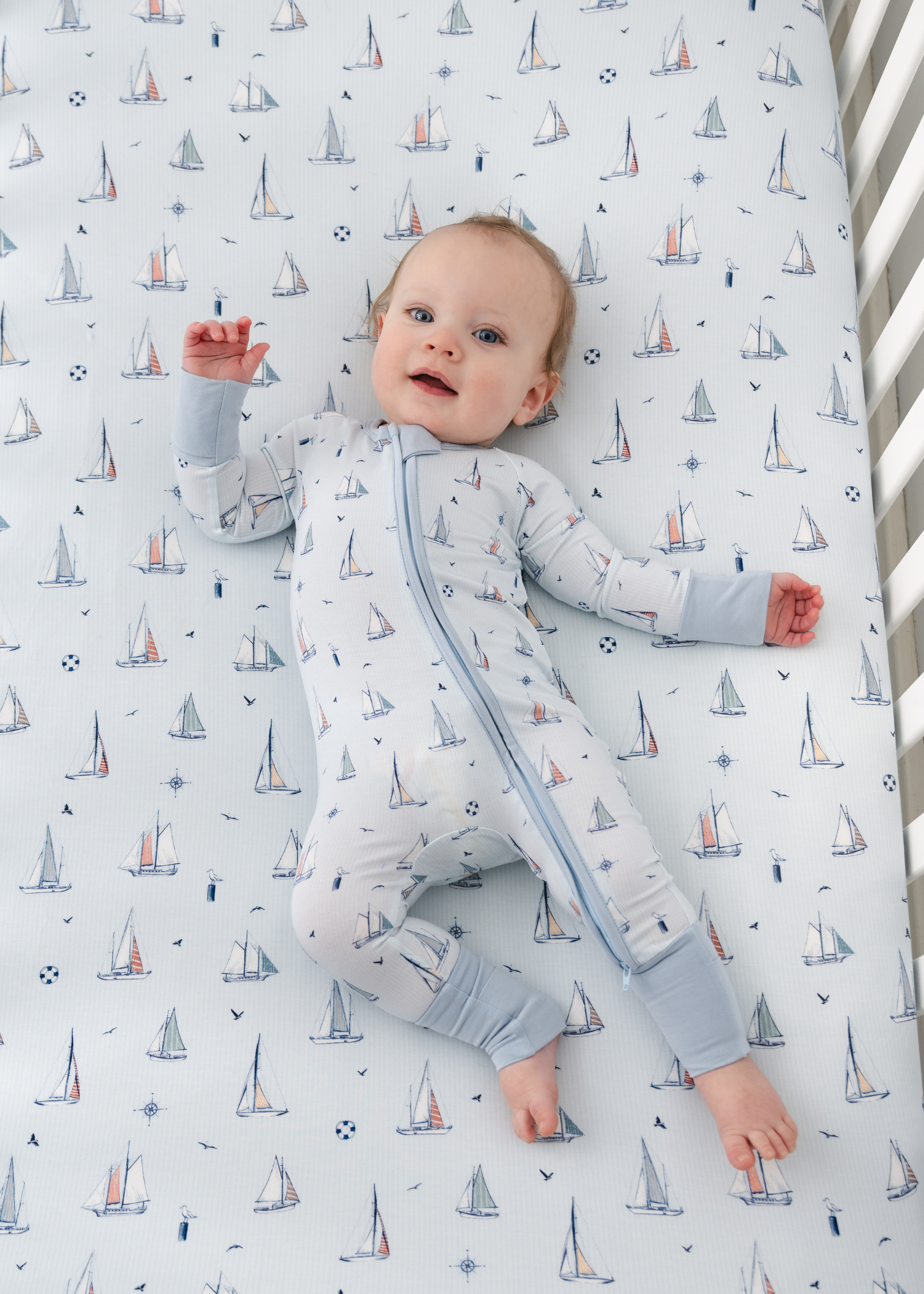 Sailboats Bamboo Zippered Sleeper – Little Crowns & Capes