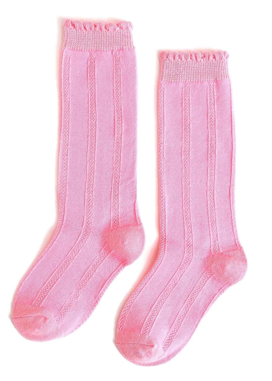 Blossom Pink Scalloped Knee High Socks