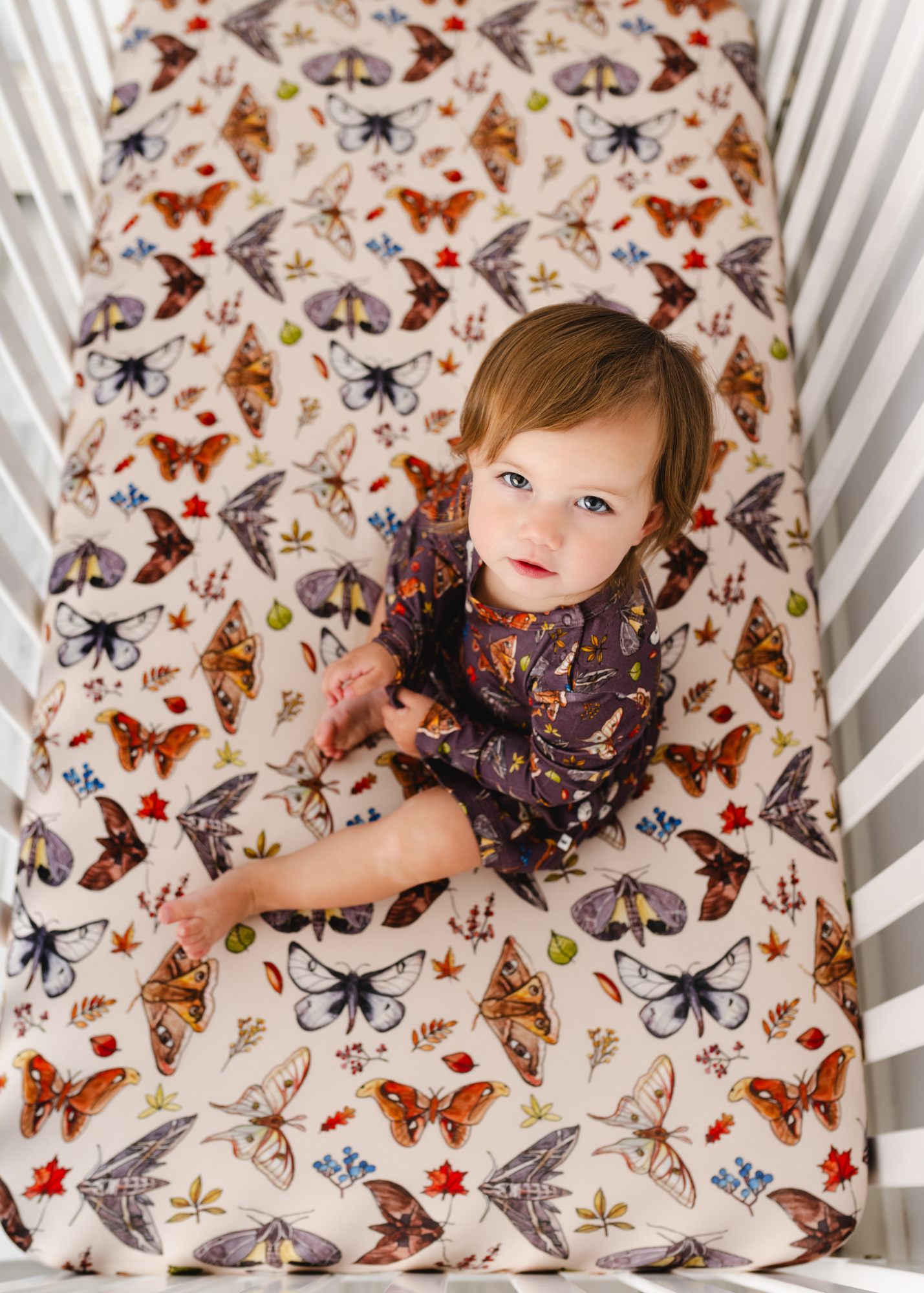 The Moths Cream Crib Sheet