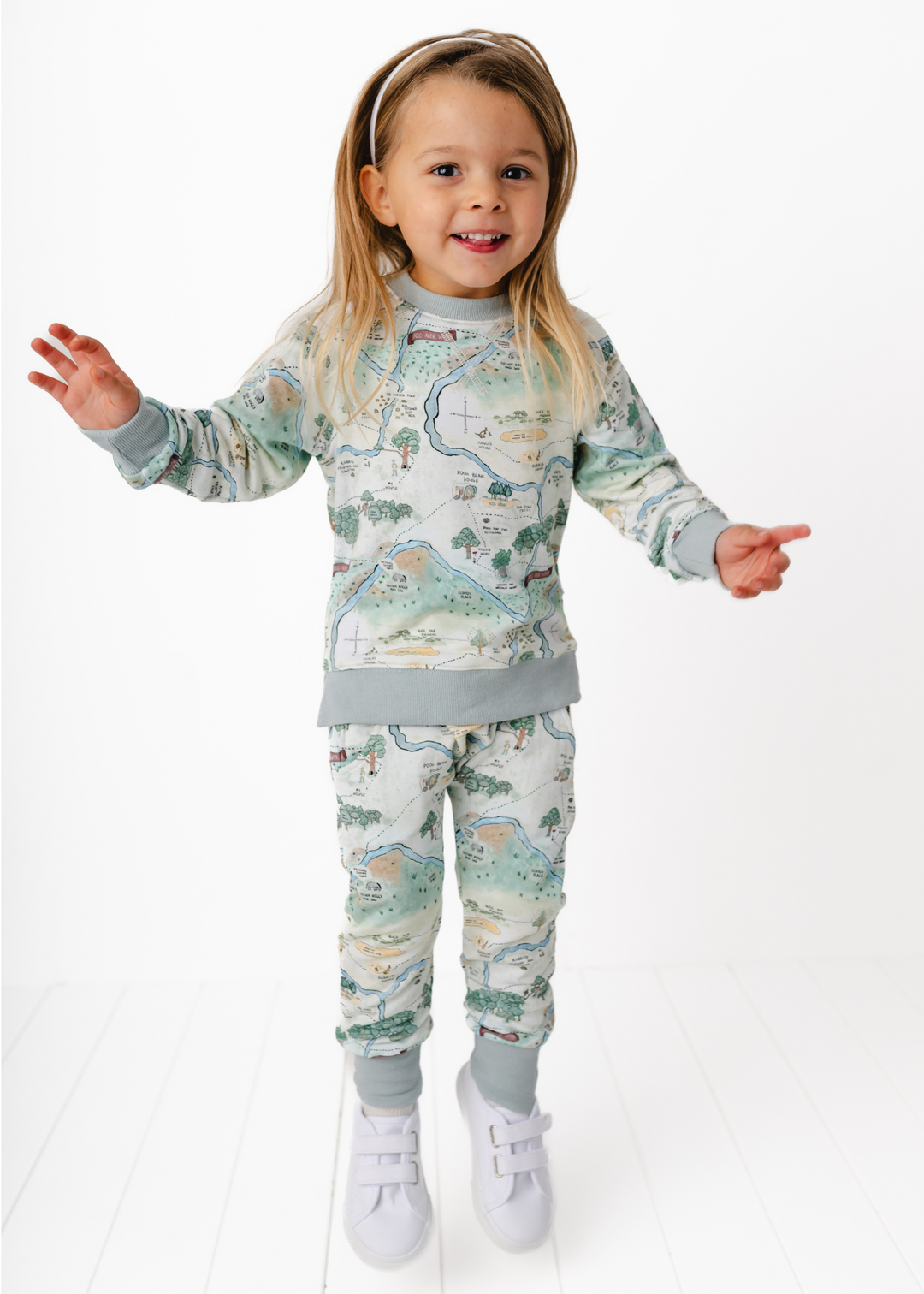 Hundred Acre Woods jogger set. Winnie the Pooh map themed jogger set model.