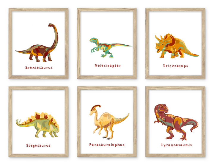 Dinosaur Nursery Art Prints Set of 6