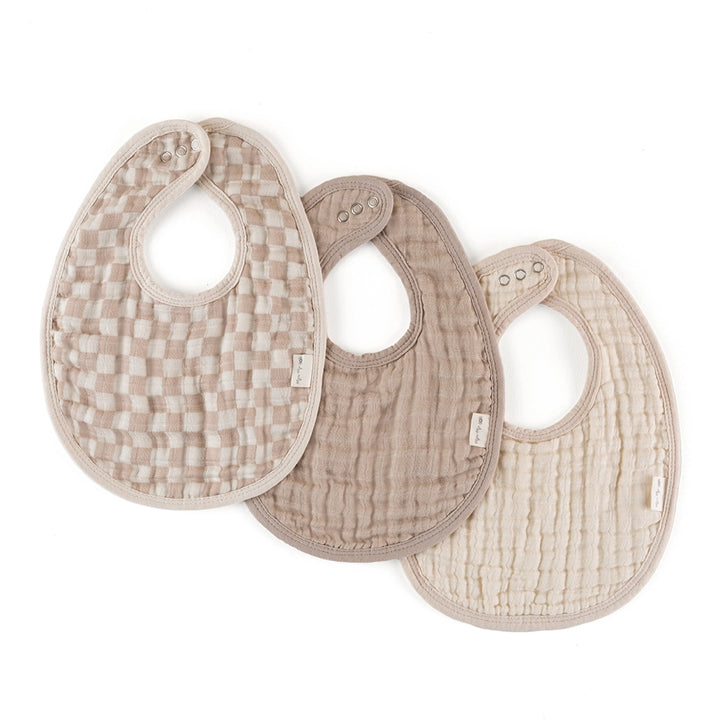 Bibs 3 Pack - Taupe Checkerboard - Itzy Ritzy