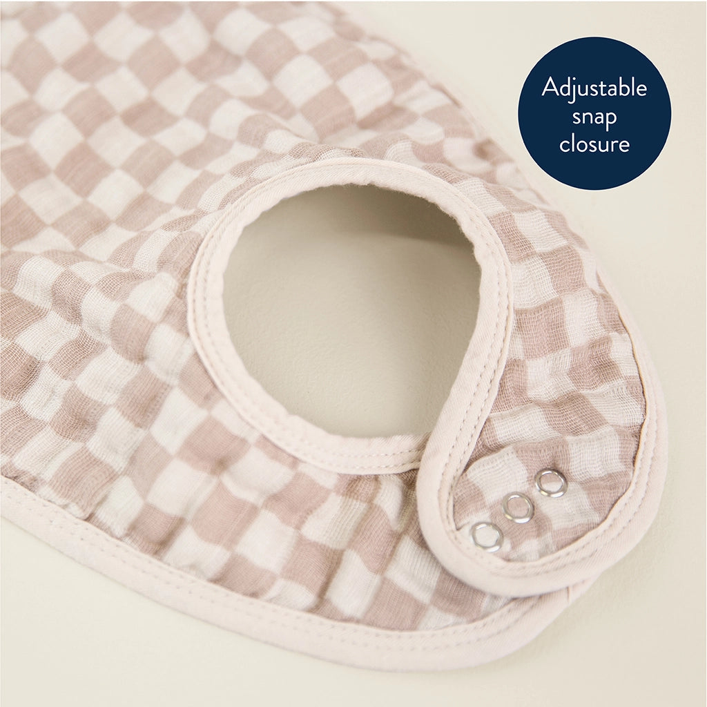 Bibs 3 Pack - Taupe Checkerboard - Itzy Ritzy
