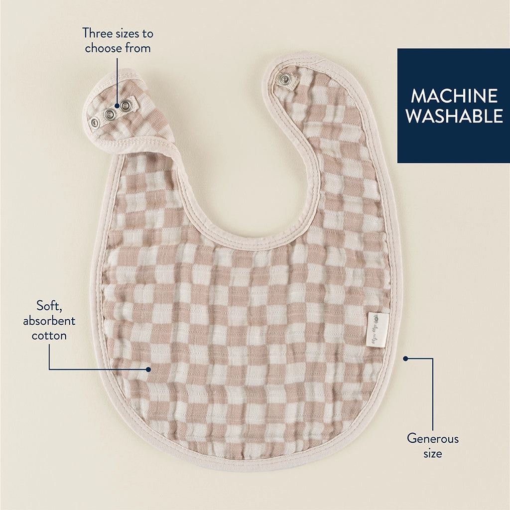 Bibs 3 Pack - Taupe Checkerboard - Itzy Ritzy