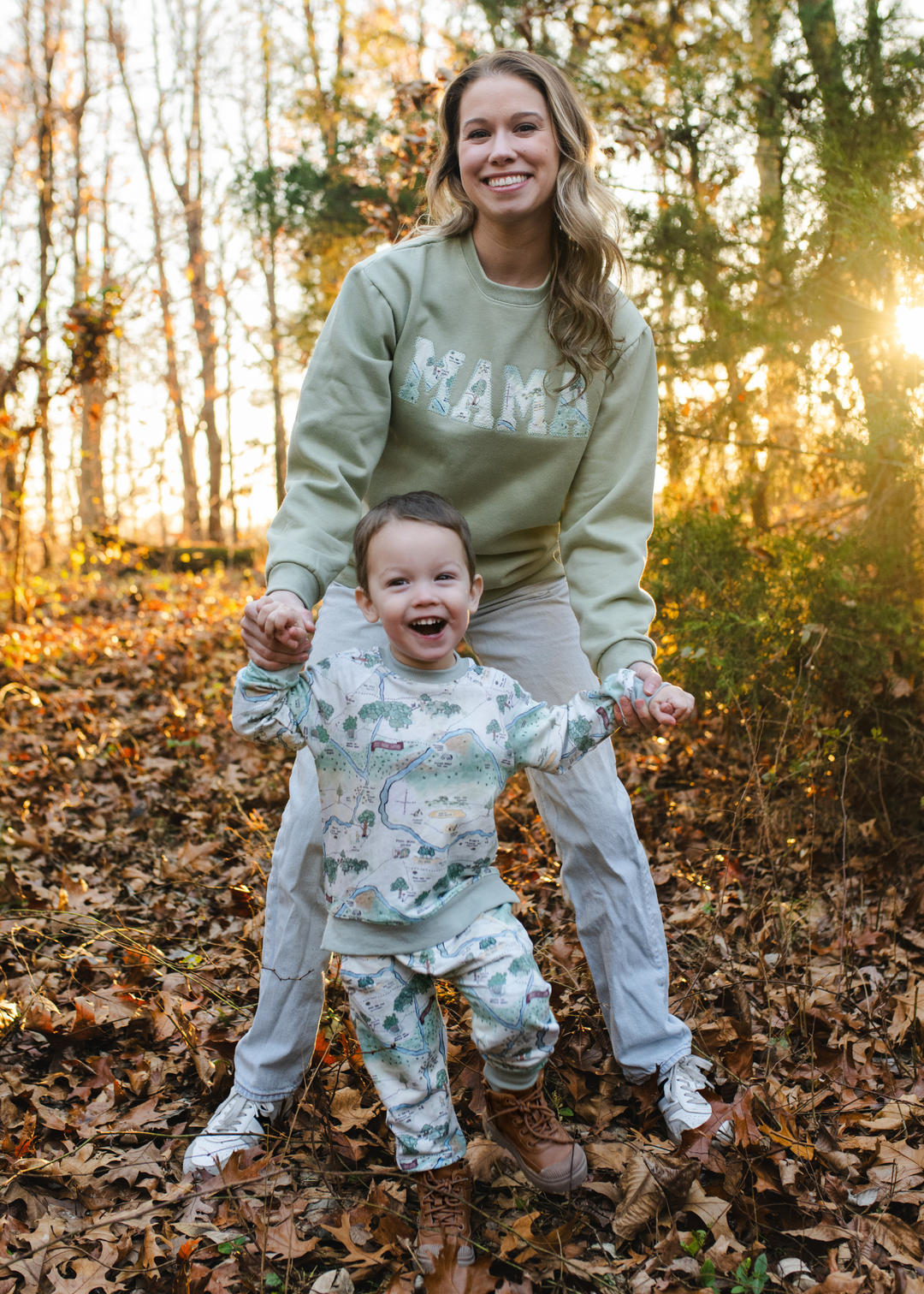 Hundred Acre Woods MAMA sweatshirt with matching baby. Winnie the Pooh map themed mama sweatshirt with matching baby.