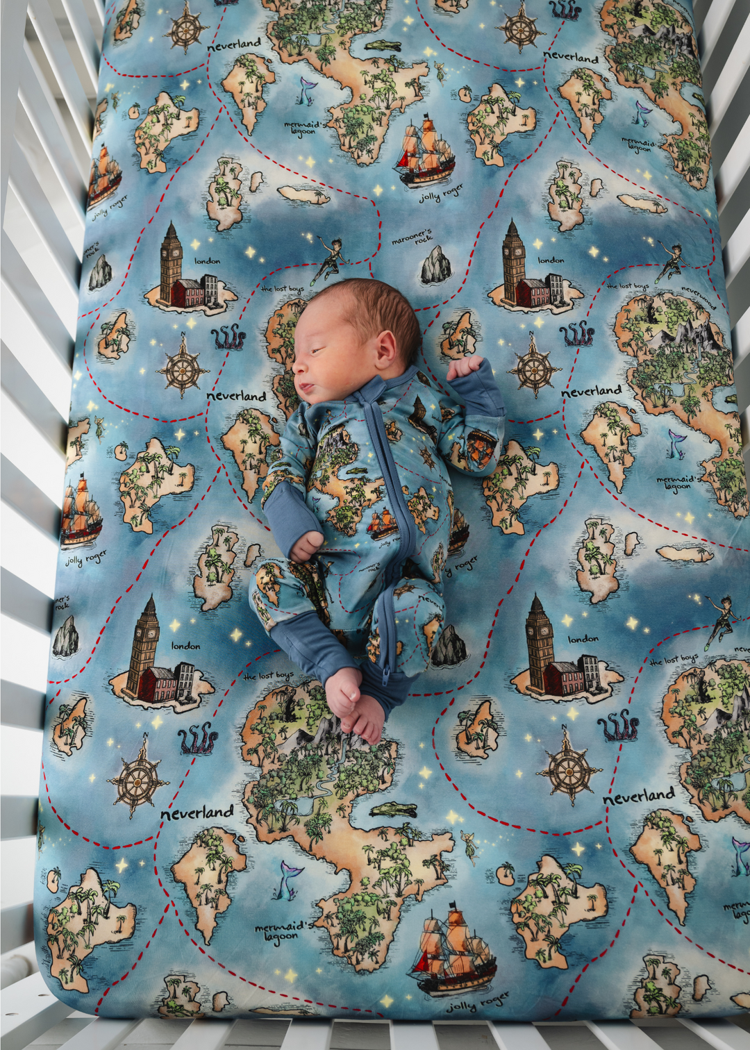 Neverland Map Bamboo Crib Sheet