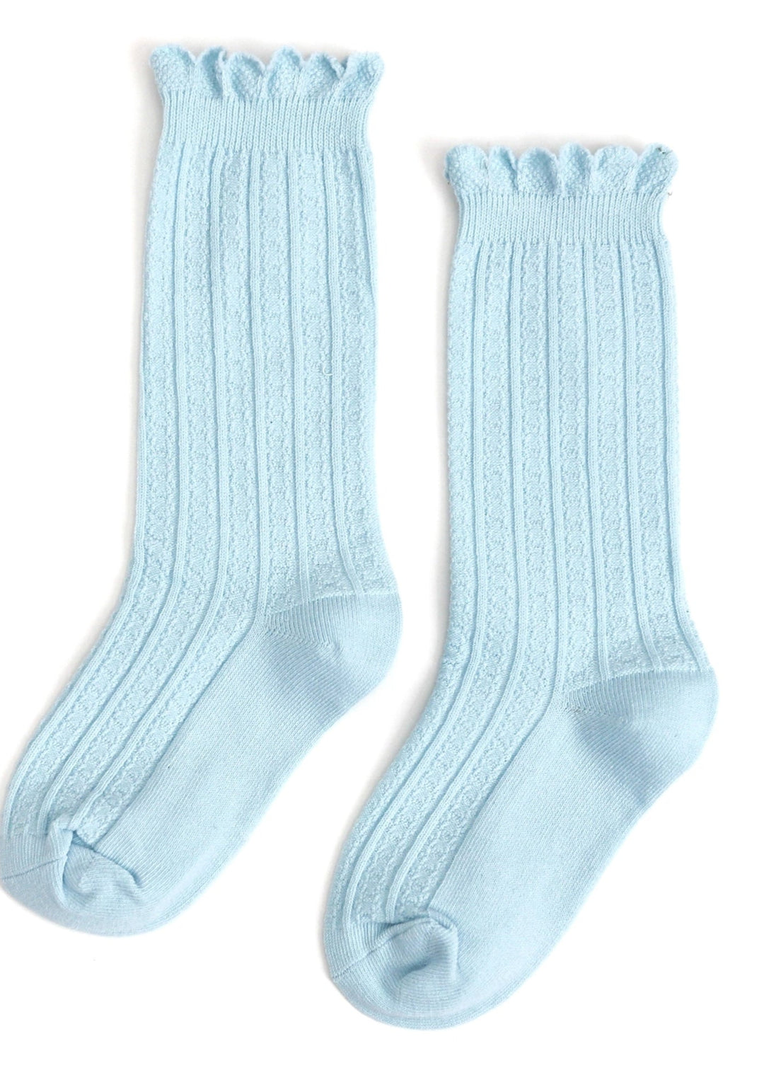 Robin Egg Blue Frilly Knee High Socks