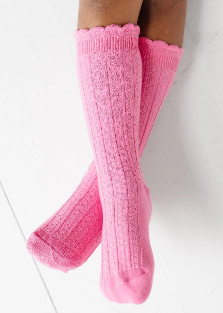 Pink Taffy Frill Knee High Socks