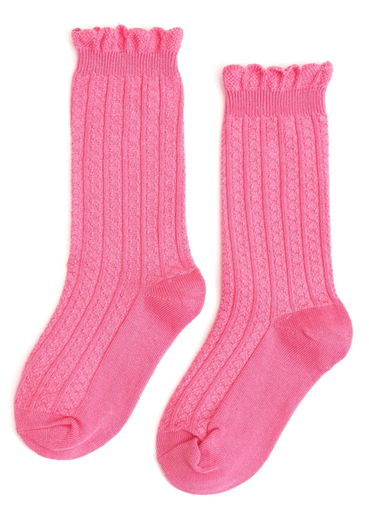 Pink Taffy Frill Knee High Socks