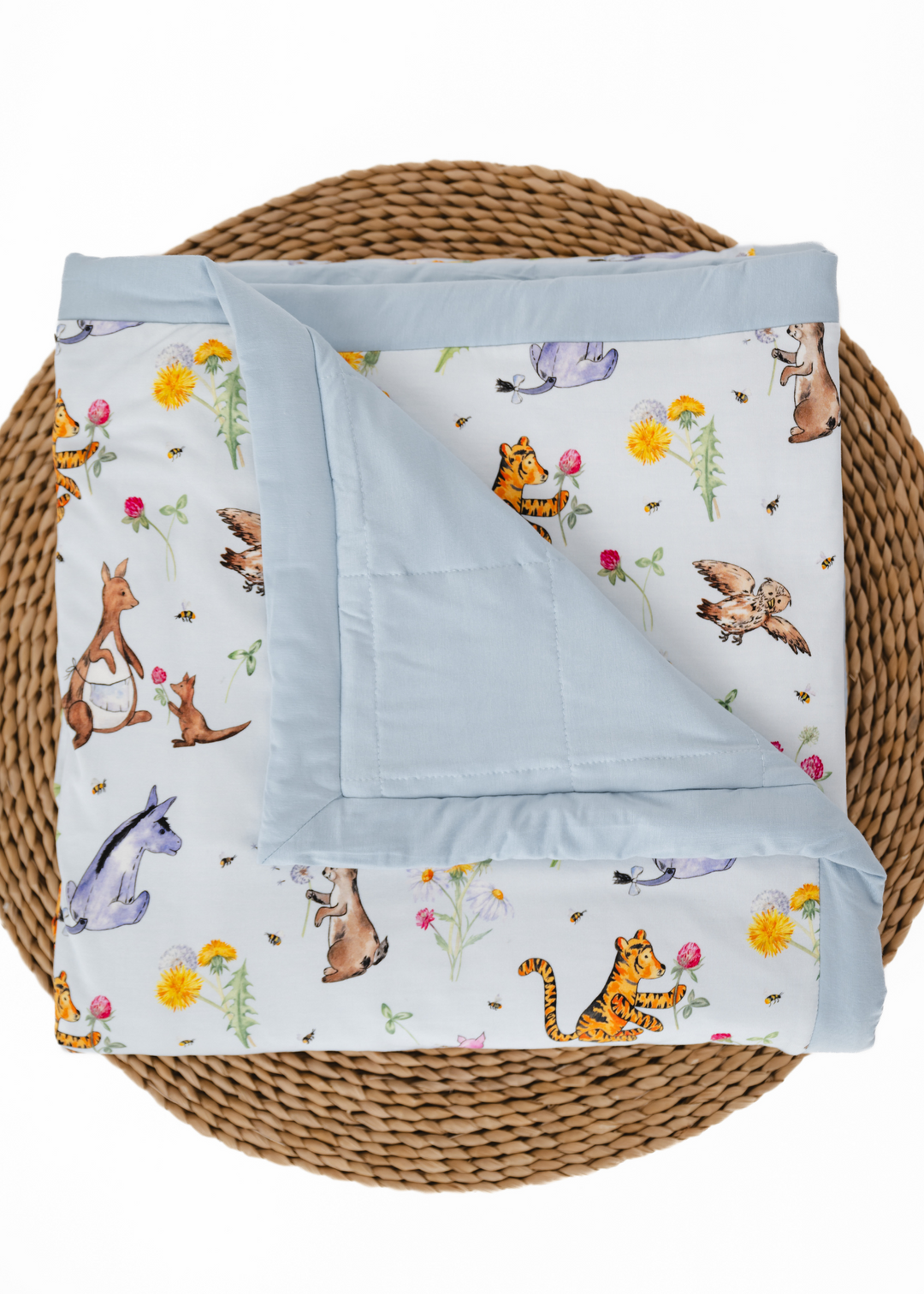 Winnie-the-Pooh in Bloom Large Quilted Bamboo Blanket