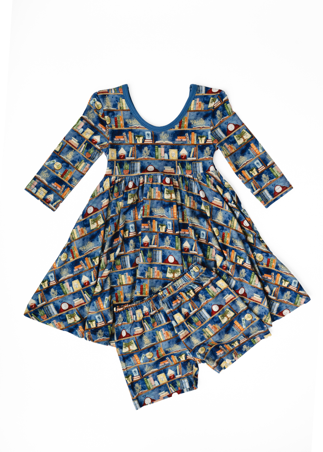Enchanted Library Long Sleeve Bamboo Twirl Dress