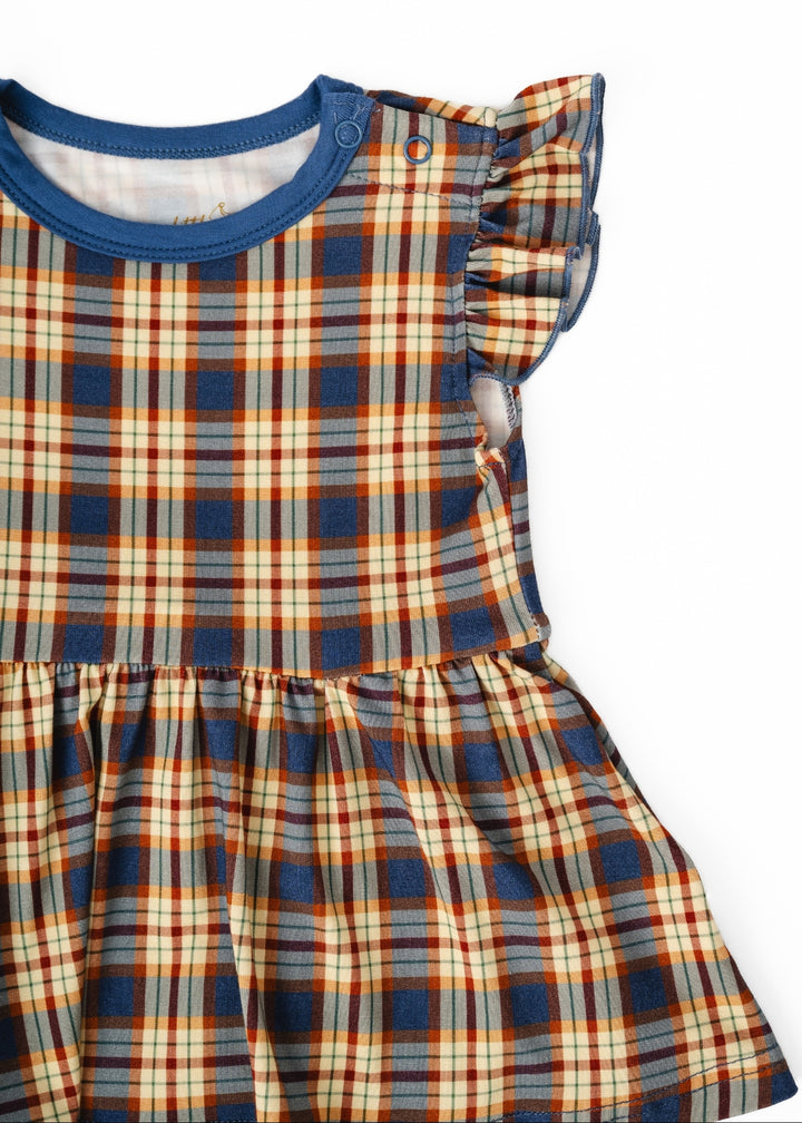 Blue Fall Plaid Baby Flutter Dress