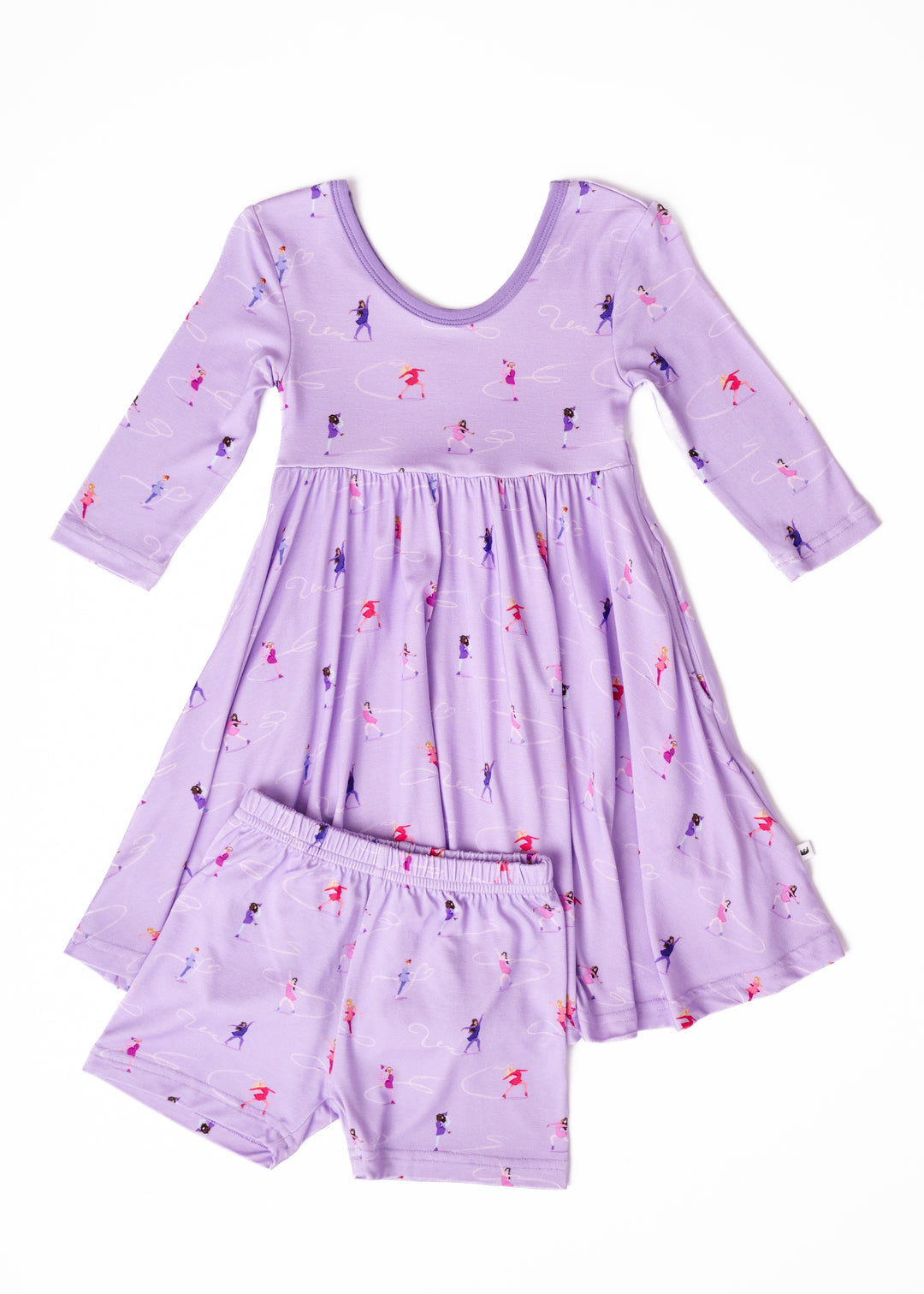 Ice Skating Long Sleeve Twirl Dress Little Crowns & Capes Ice Skating Long Sleeve Twirl Dress Little Crowns & Capes