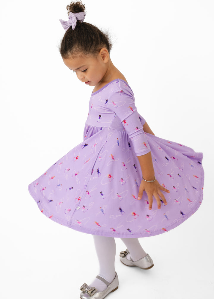Ice Skating Long Sleeve Twirl Dress
