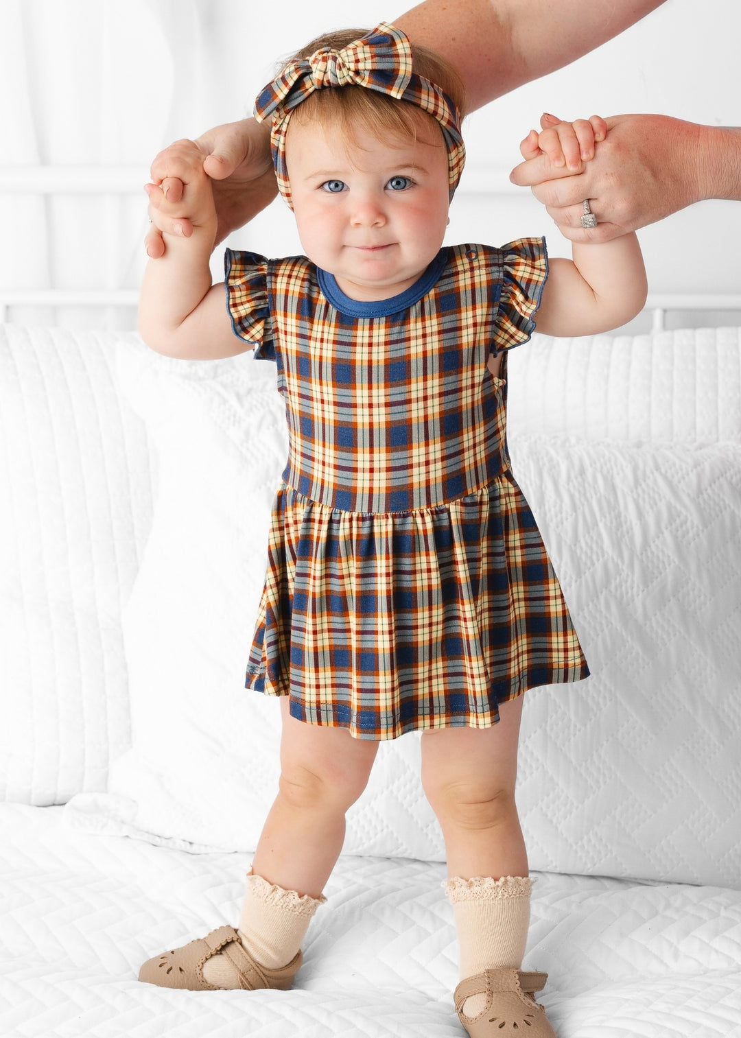 Blue Fall Plaid Baby Flutter Dress – Little Crowns & Capes