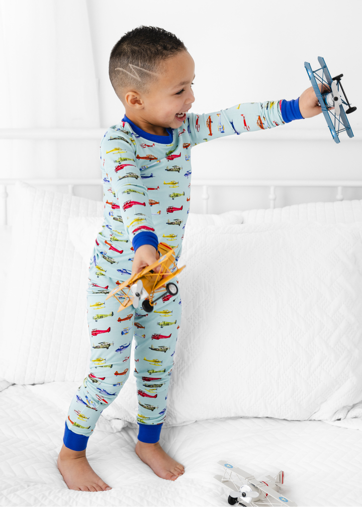 Vintage Airplanes Bamboo Pajama Set