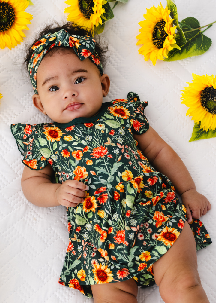 Flower Fields Baby Flutter Dress