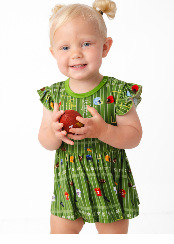 Football Field Bamboo Baby Flutter Dress