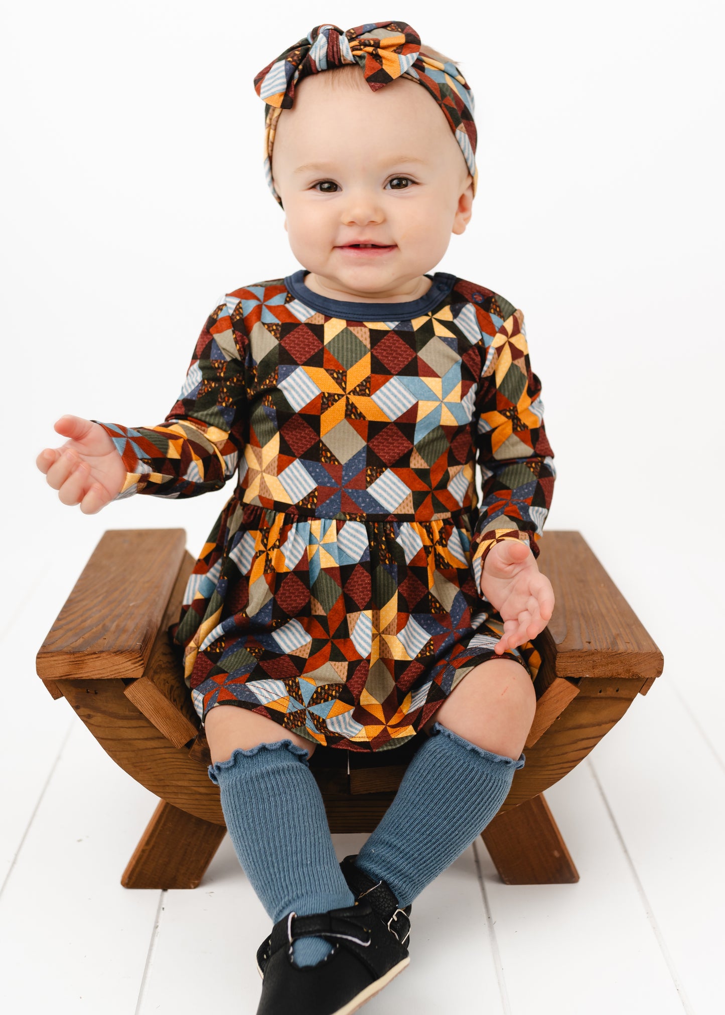 Patchwork Long Sleeve Baby Dress