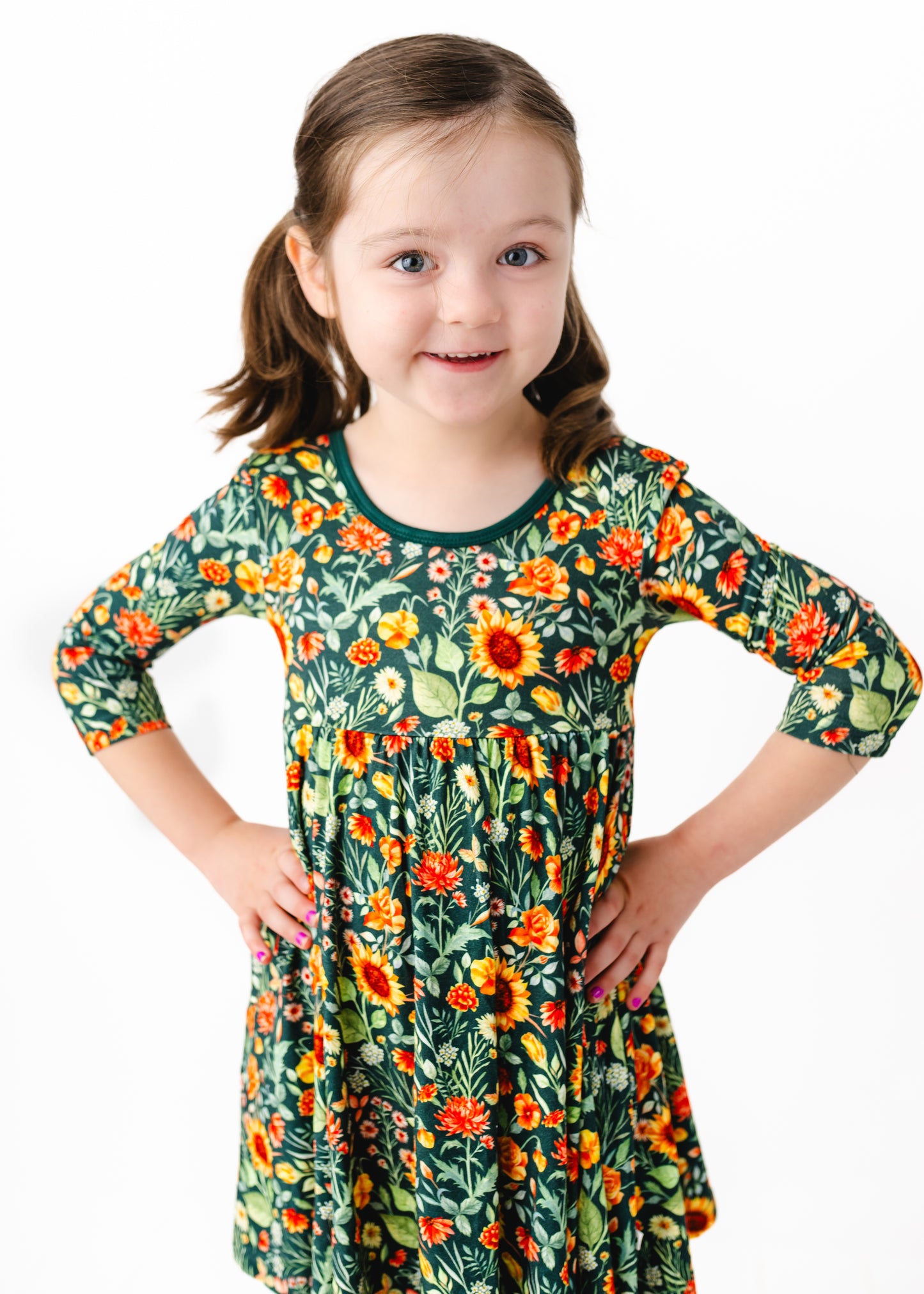 Flower Field Long Sleeve Twirl Dress