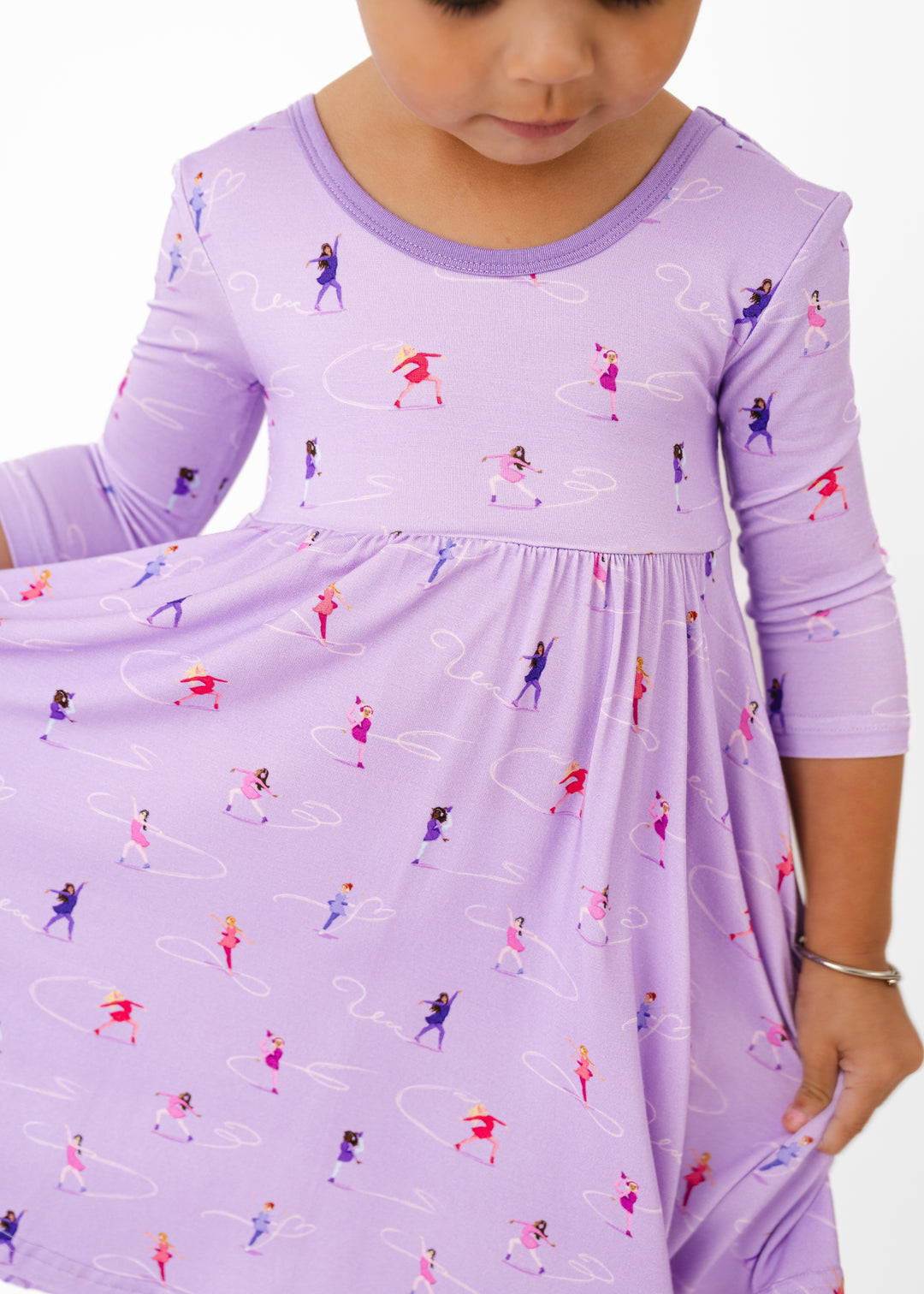 Ice Skating Long Sleeve Twirl Dress