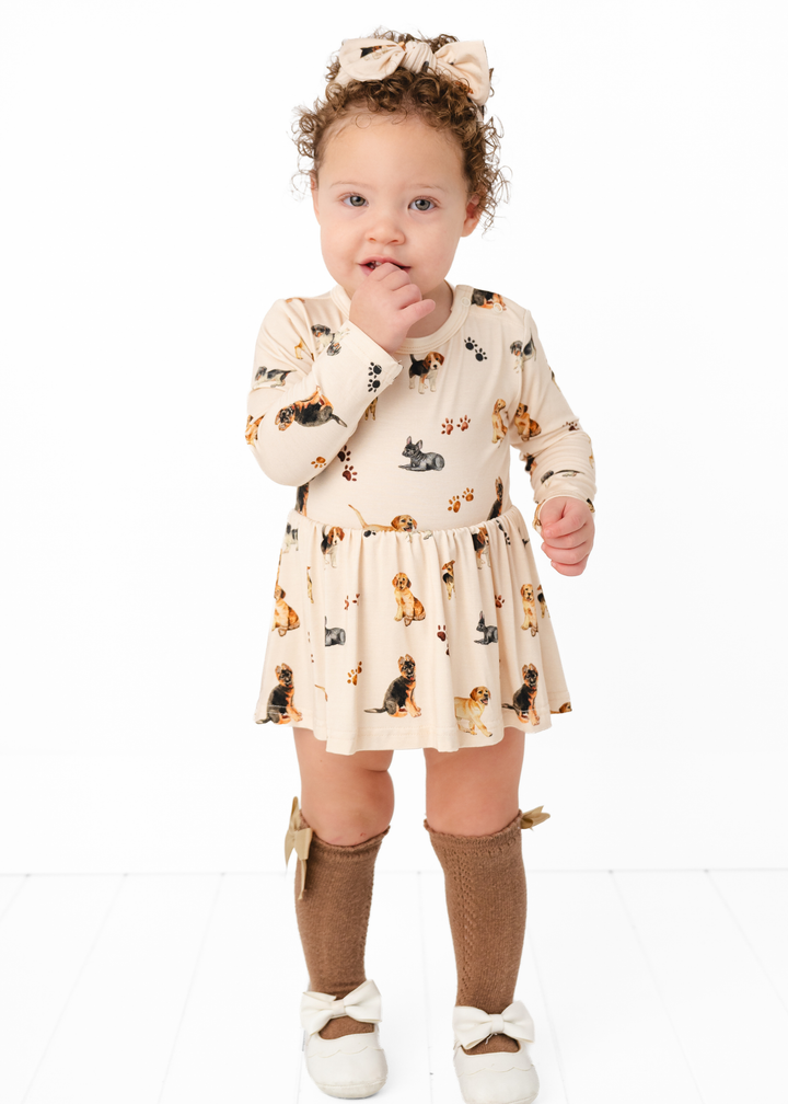 Puppies and Paw Prints Bamboo Baby Dress