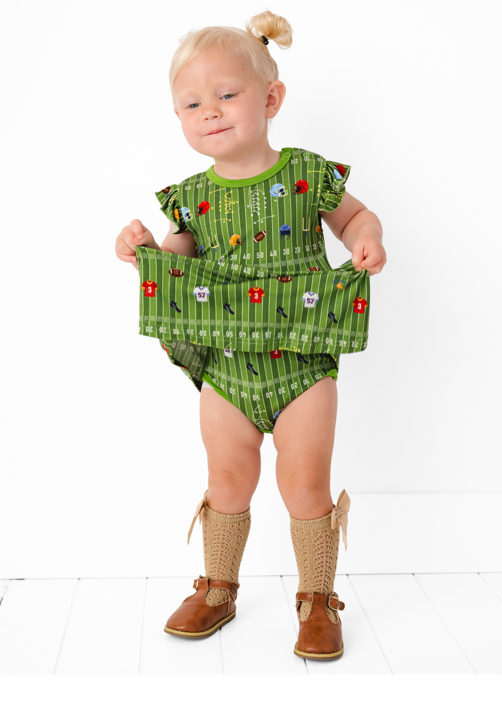 Football Field Bamboo Baby Flutter Dress