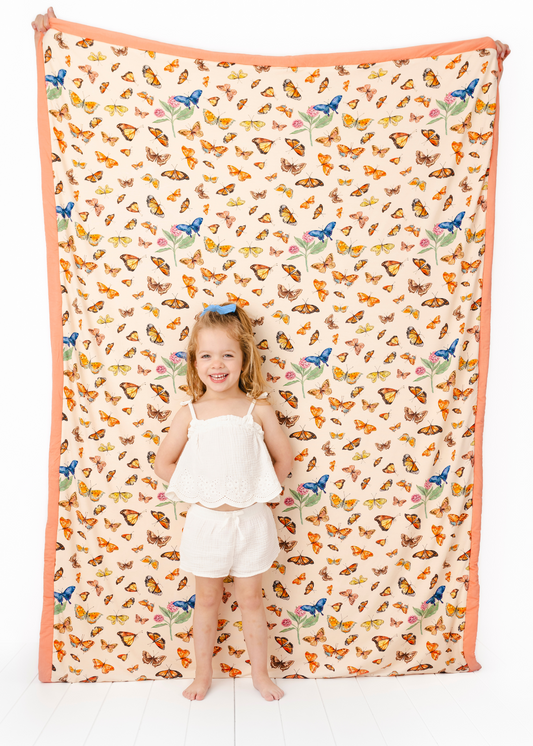 Kensington's Butterflies Large Quilted Bamboo Blanket