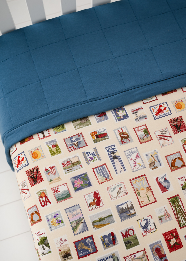 Postage Stamps Large Quilted Bamboo Blanket