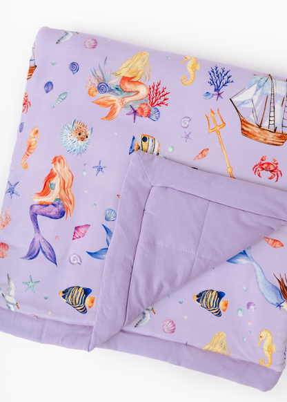 Mermaids Large Quilted Bamboo Blanket