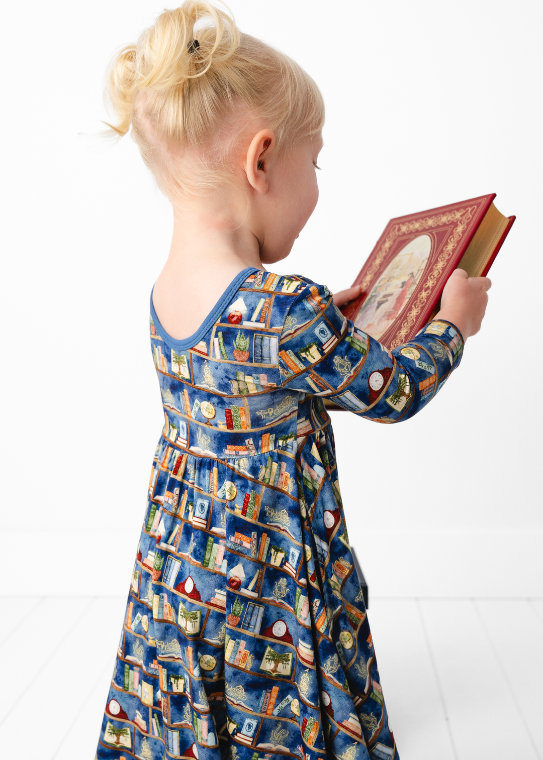 Enchanted Library Long Sleeve Bamboo Twirl Dress