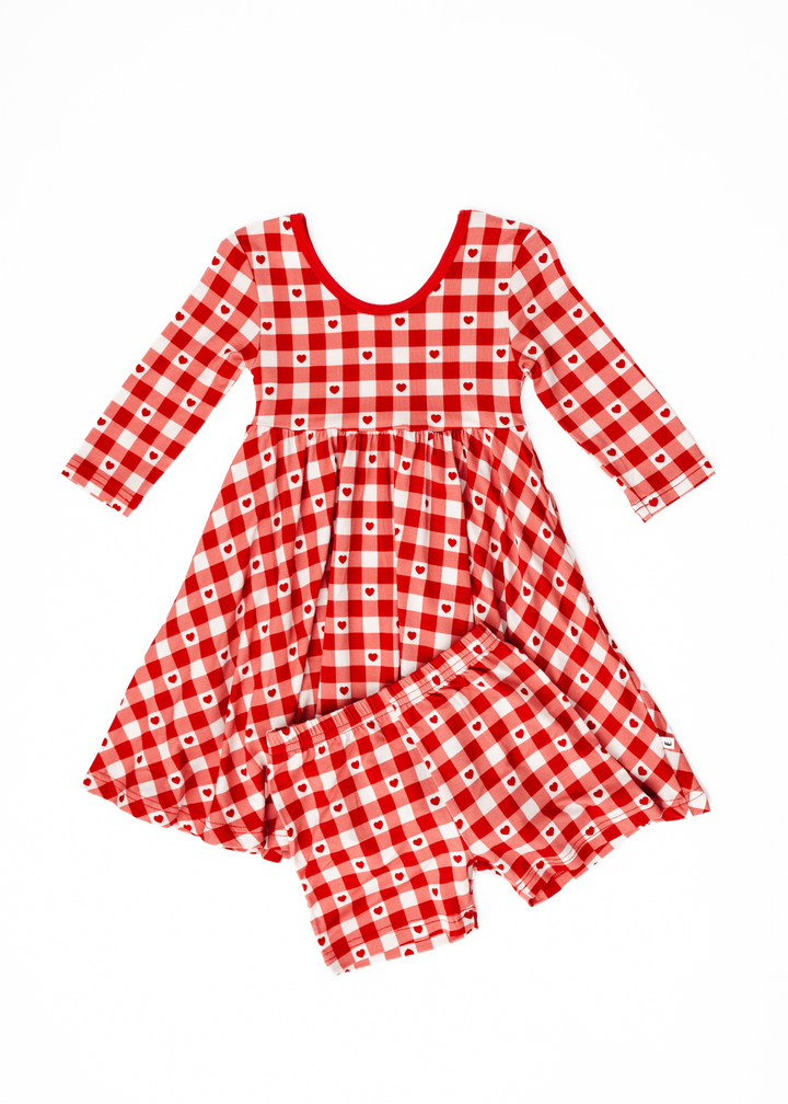 Plaid Hearts Twirl Dress
